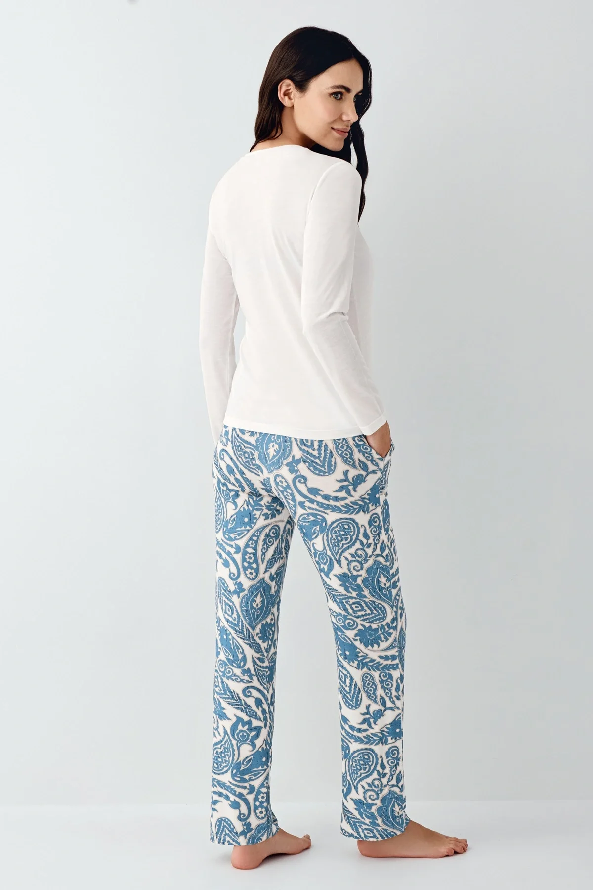 Pierre Cardin 9074-S Kadın Uzun Kol Pijama Takım görsel 4