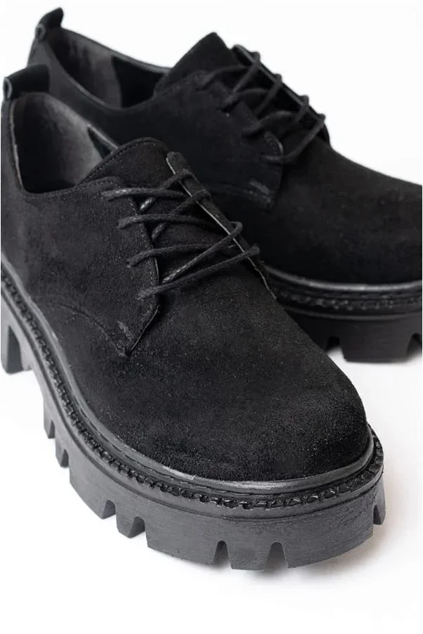 Kadın Loafer Ayakkabı Ayakkabı Bağcıklı Tabanlı Süet Yüksek Casual Günlük görsel 2