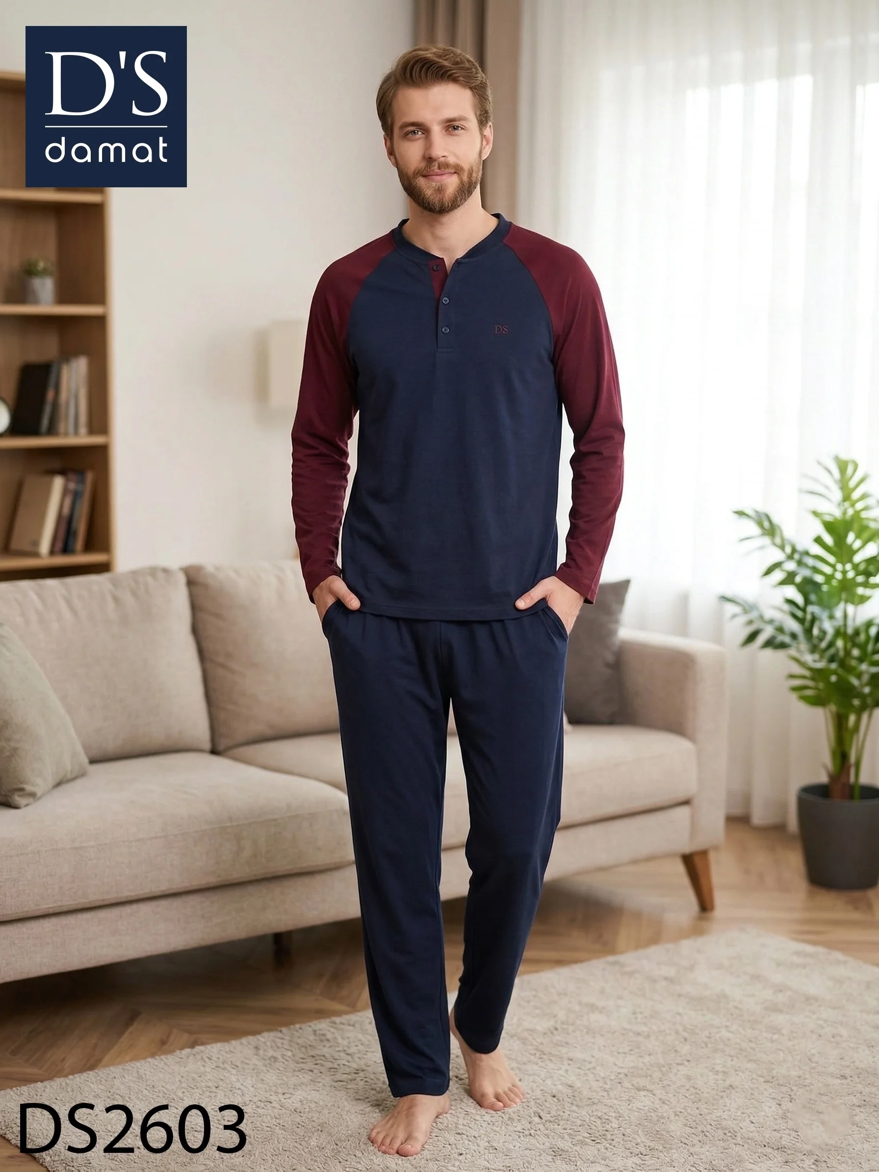 D's Damat 2603 Erkek Mavenck Uzun Kol Pijama Takımı