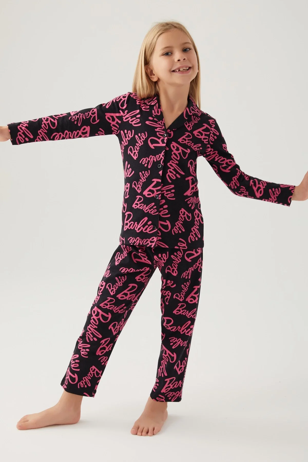 Barbie 1767-3 Kız Çocuk Gömlek Pijama Takımı görsel 2