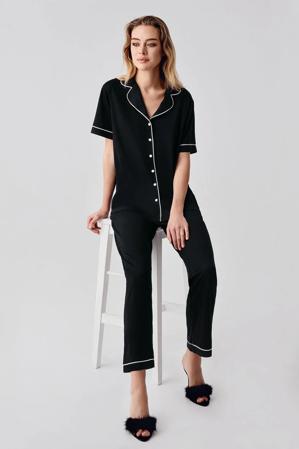 Freshness 324 Kadın 4'Lü Sabahlıklı Şorlu Pijama Takımı görsel 3