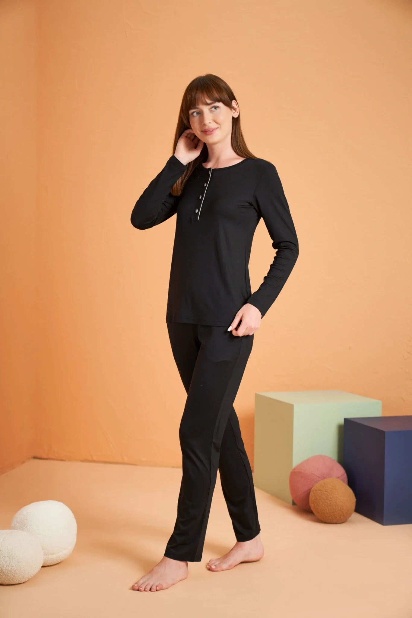 PJS 28048 Kadın Patlı Pijama Takım görsel 2