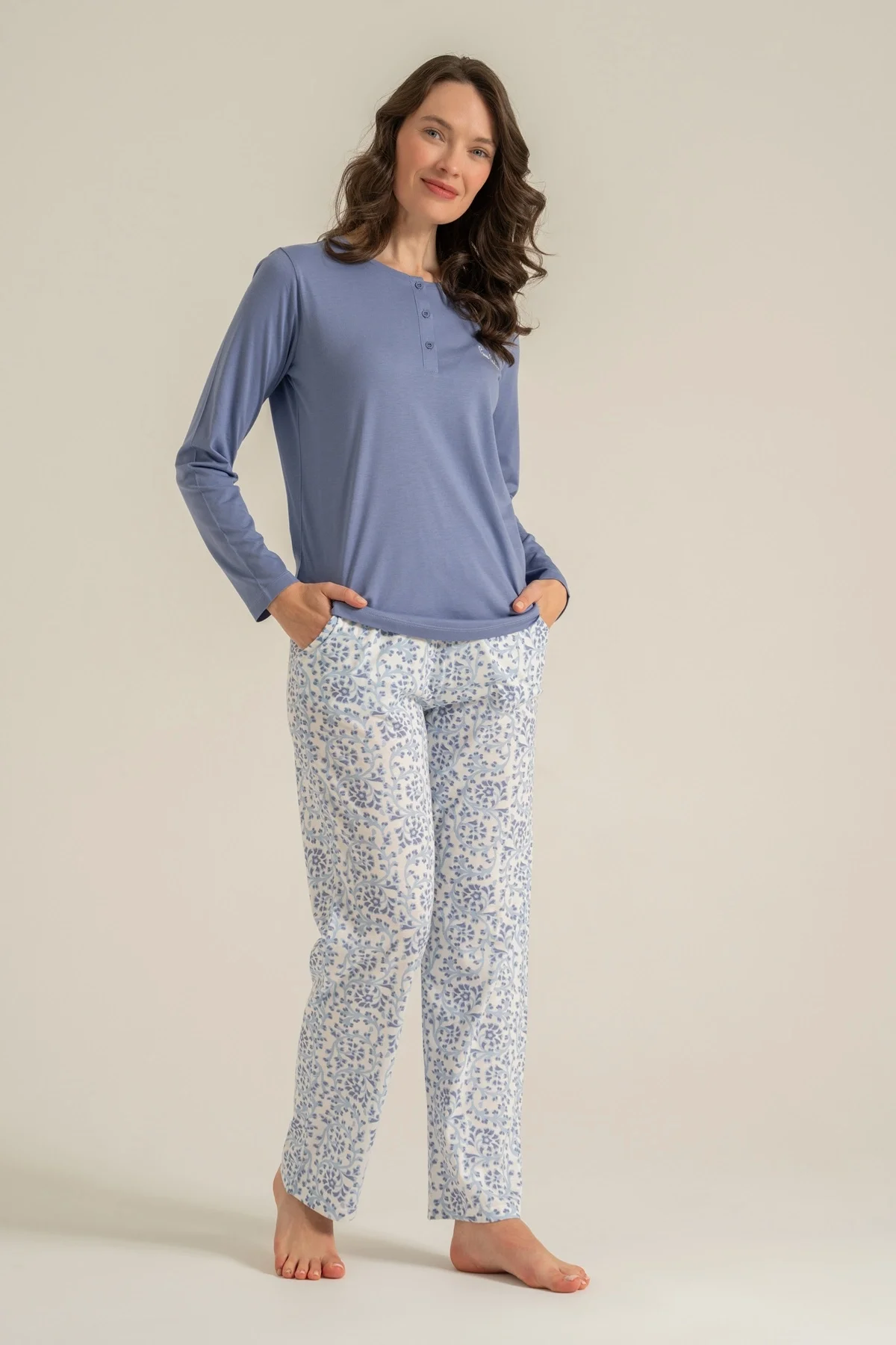 Pierre Cardin Pc9270-S Kadın Uzun Kollu Pijama Takımı görsel 4