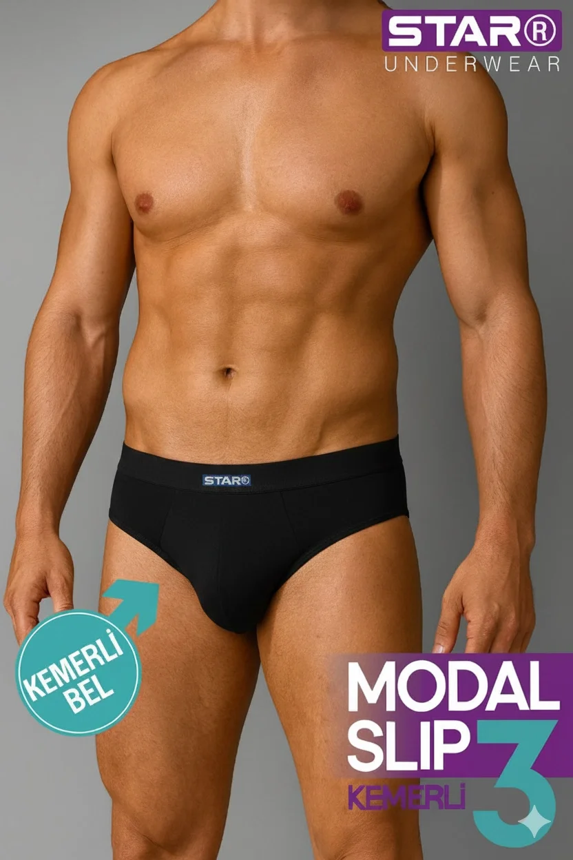 Star 109 Erkek 3'lü Modal Slip