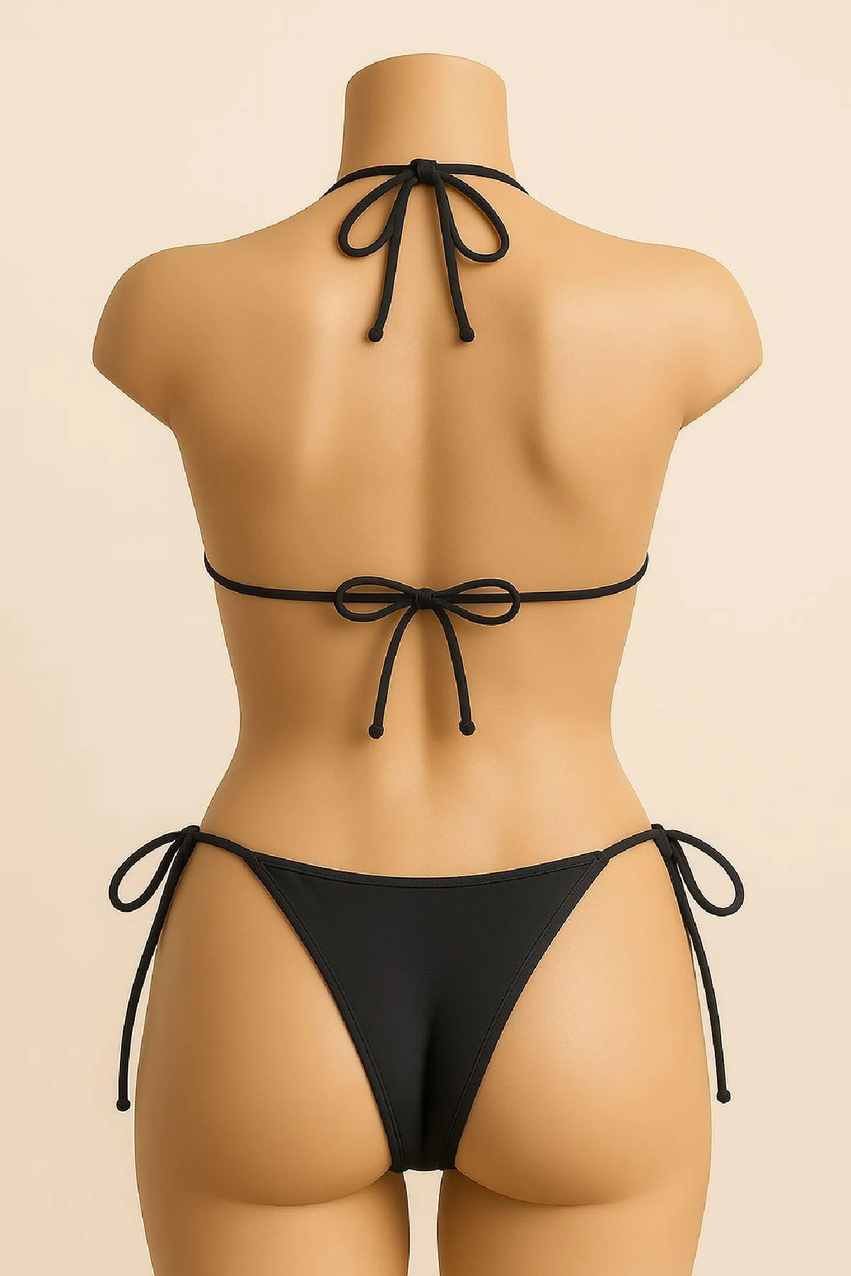 Kadın Siyah Yandan ve Boyundan Bağlamalı Bikini Mayo Takımı görsel 3
