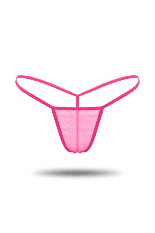 Kadın Pembe Tül Detaylı Tanga Külot