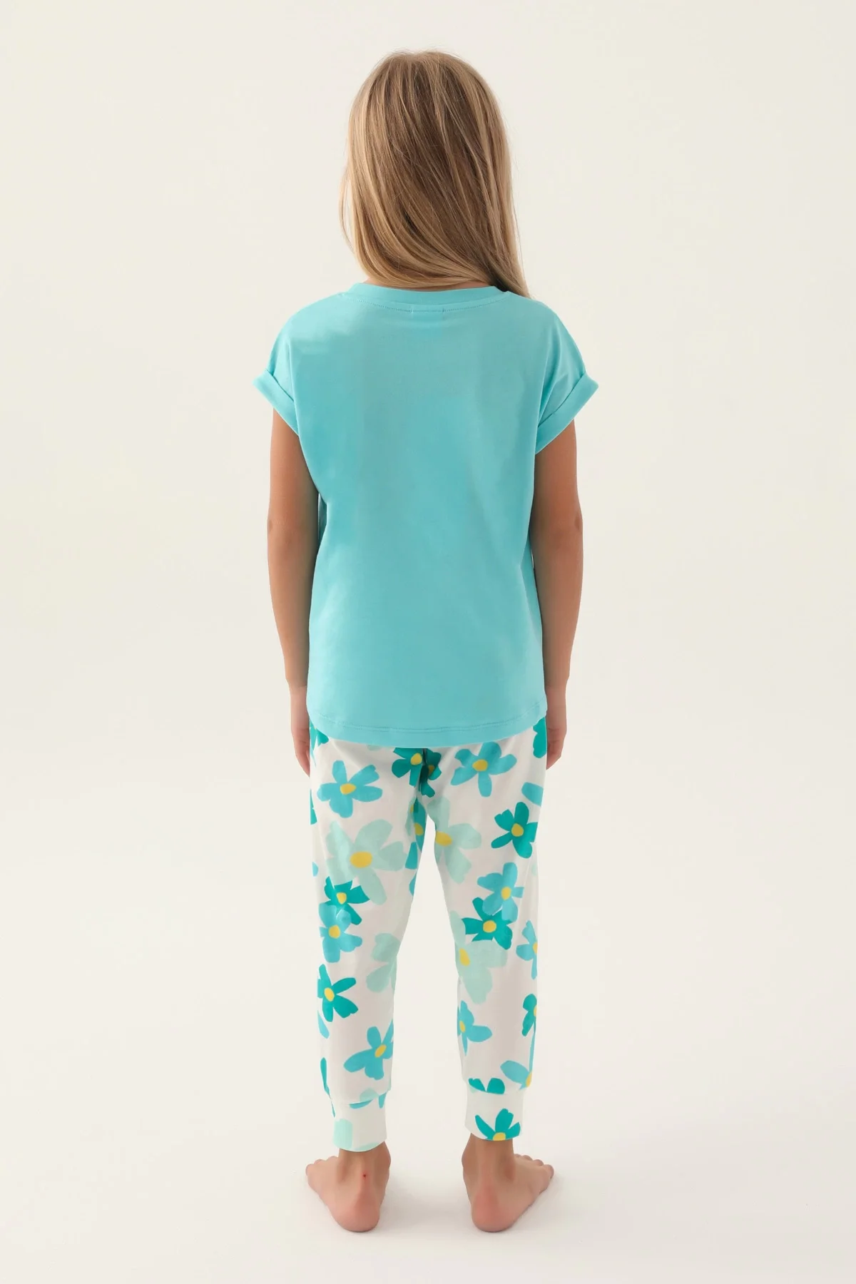 Roly Poly 3394-2 Kız Çocuk Çiçekli Kısa Kol Pijama Takım görsel 5