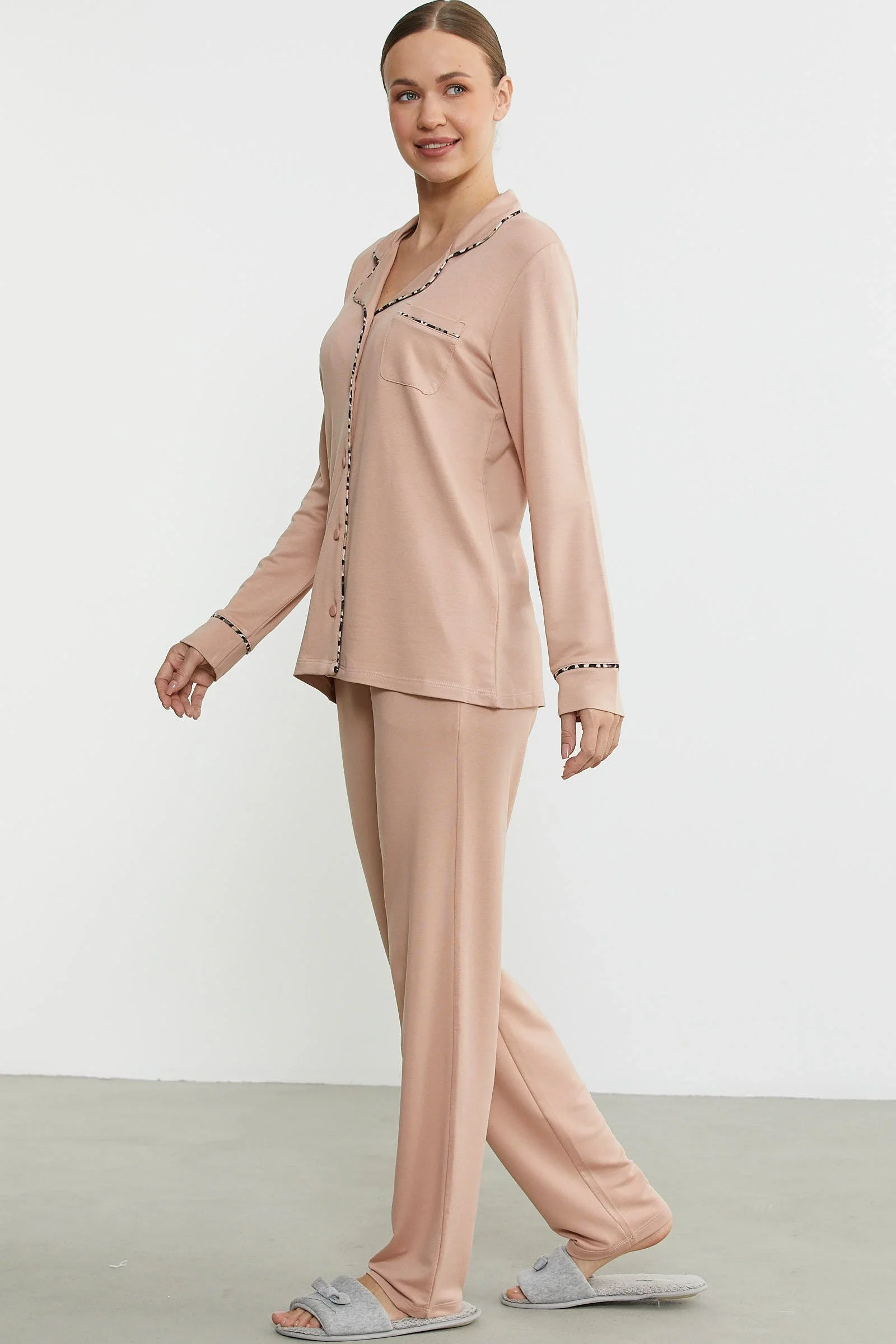 Sementa 76444 Düz Renk Gömlek Model Pijama Takım görsel 5