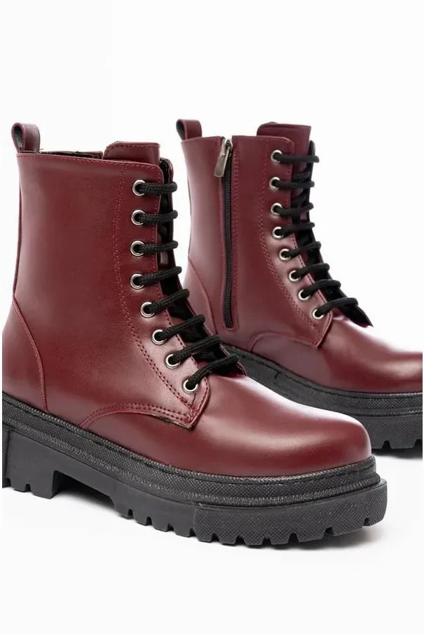 Kadın Bağcıklı & Bootie Dayanıklı Bot Bot Kışlık Fermuarlı Dengeli görsel 4