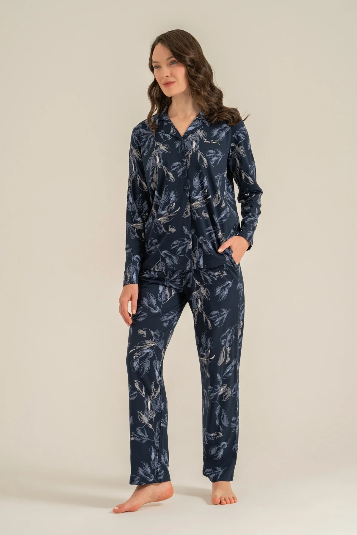 Pierre Cardin 9259-S Kadın Uzun Kol Gömlek Pijama Takımı görsel 2