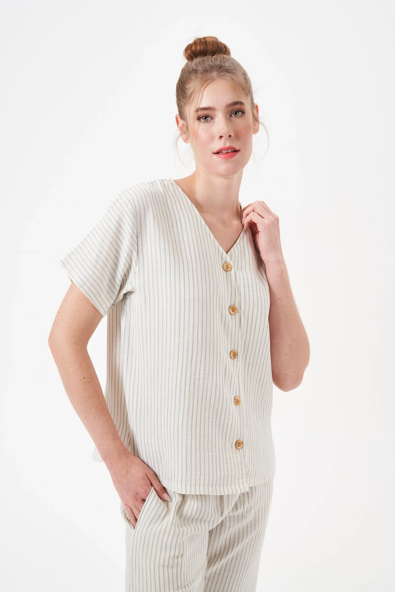 PJS 29098 Kadın Düğmeli Pijama Takım görsel 2
