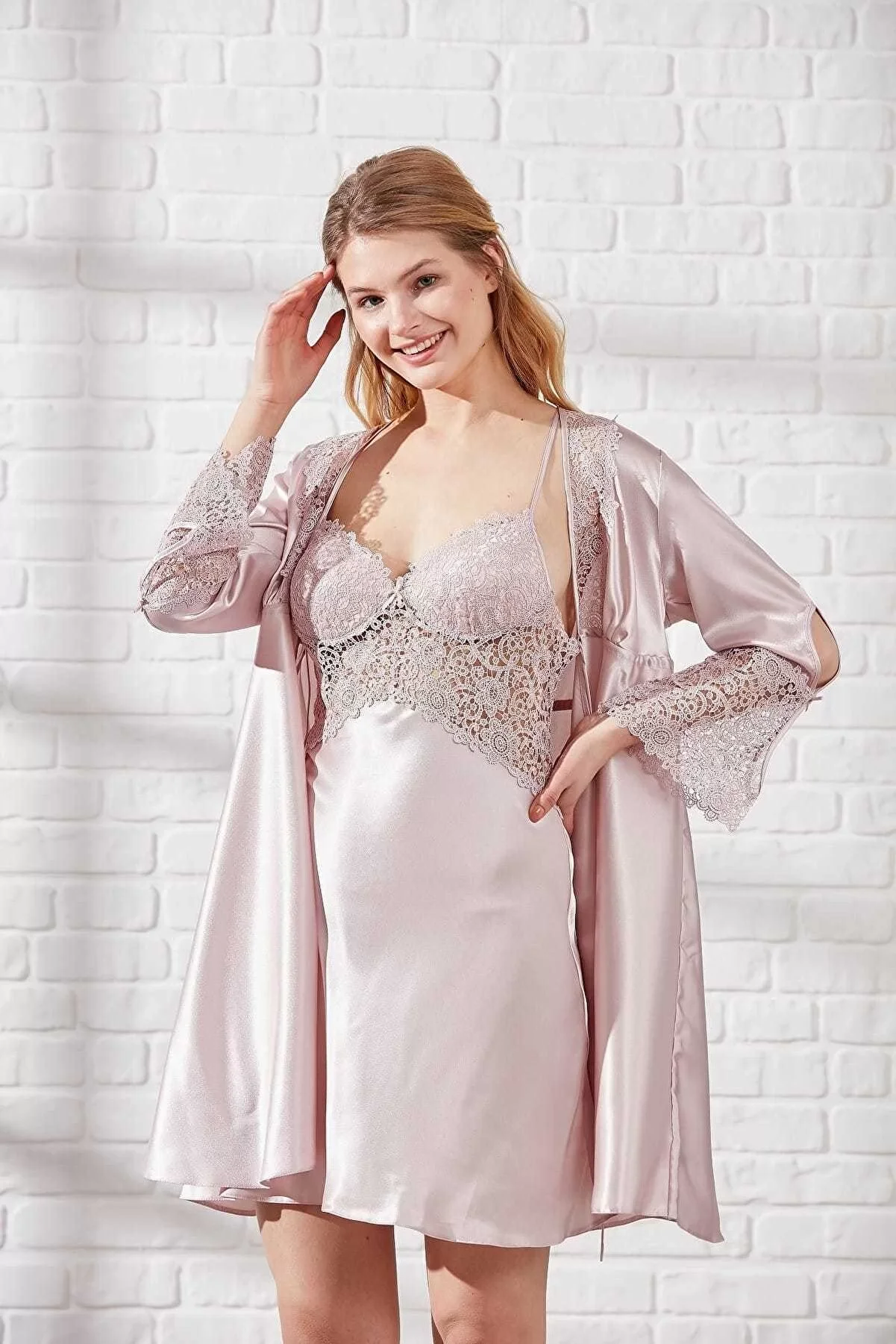 Pierre Cardin 6625 Kısa Gecelikli 6'lı İpek Set görsel 3