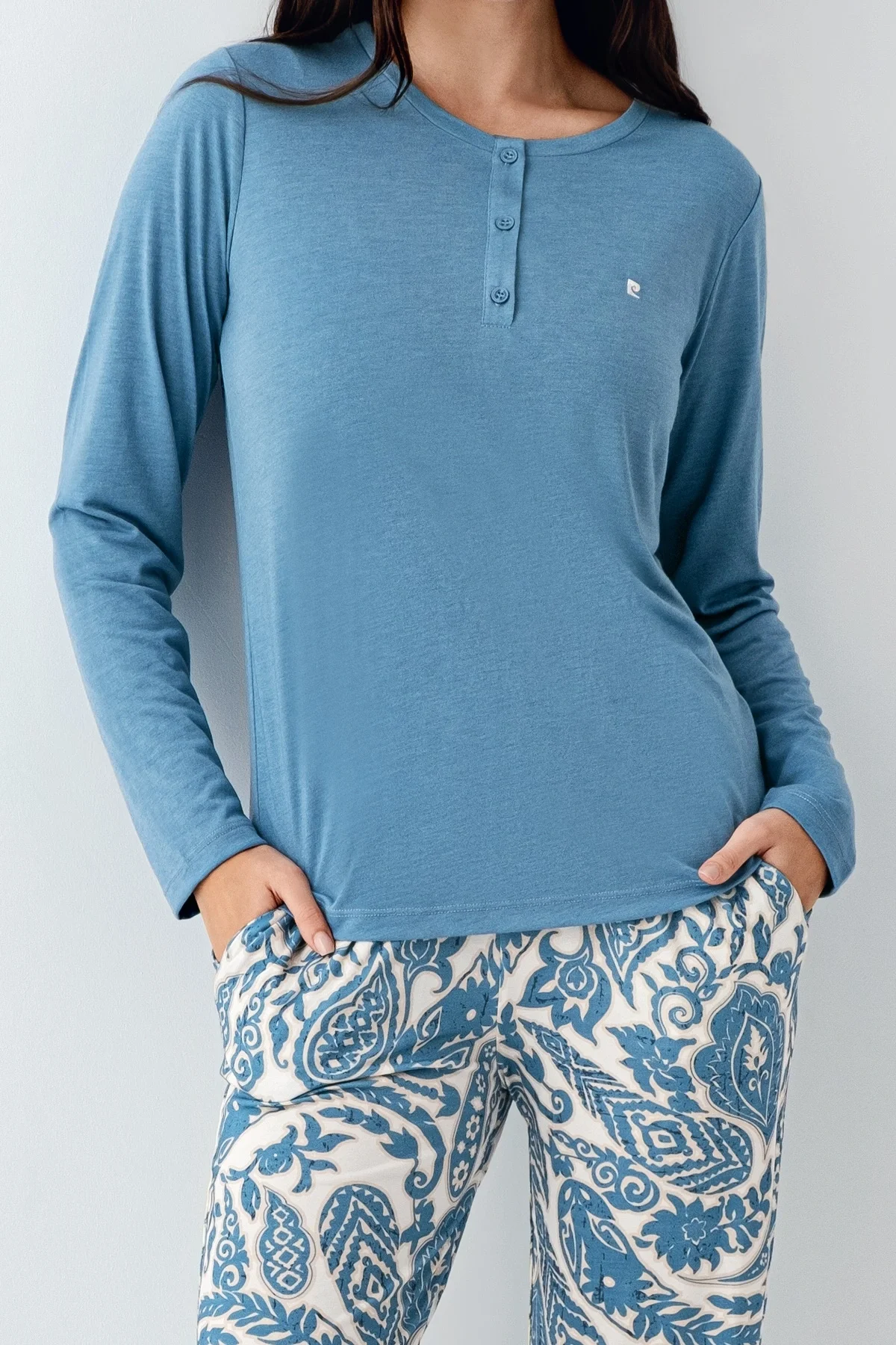 Pierre Cardin 9075-S Kadın Uzun Kol Pijama Takım görsel 3