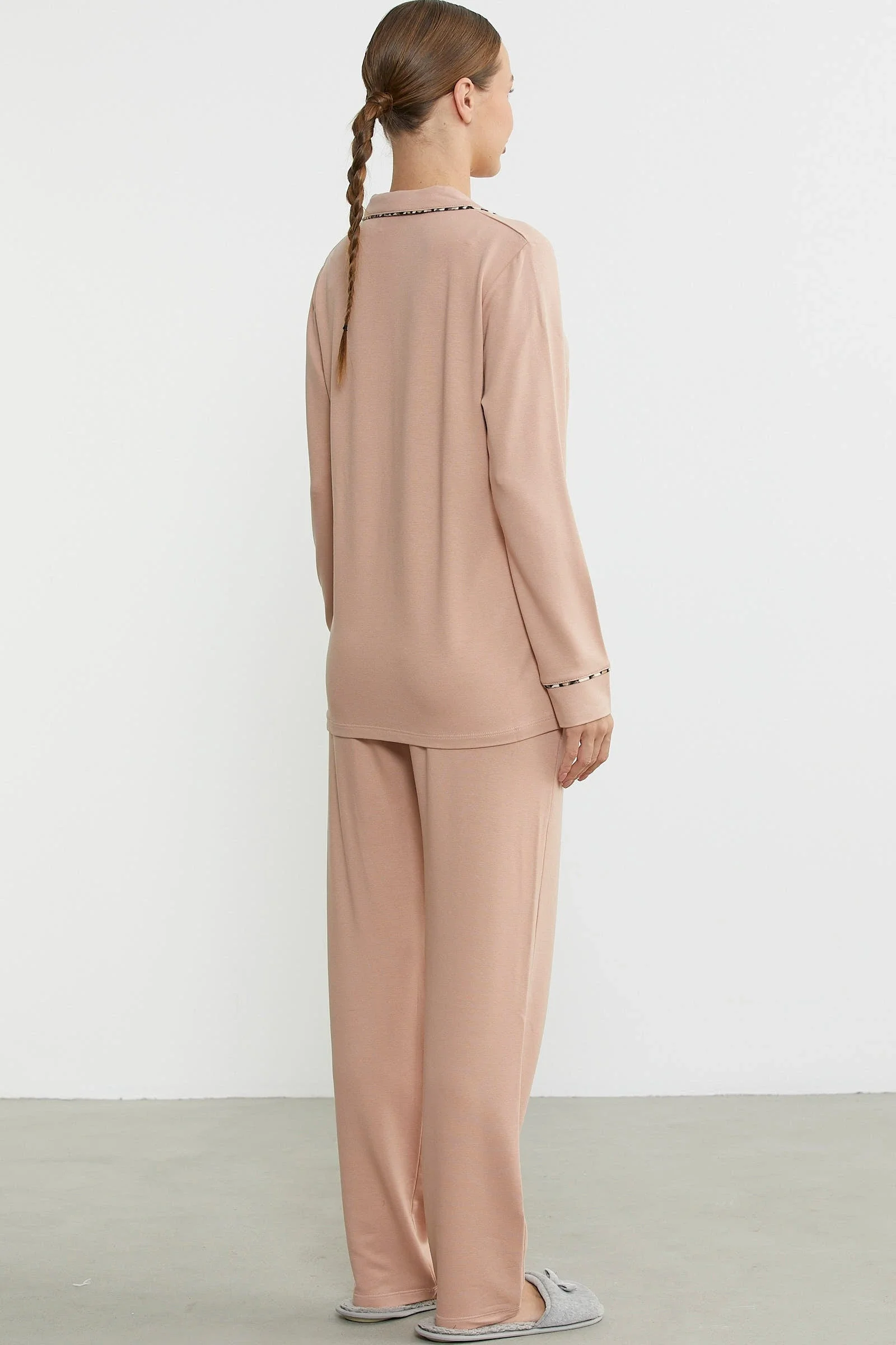 Sementa 76444 Düz Renk Gömlek Model Pijama Takım görsel 6