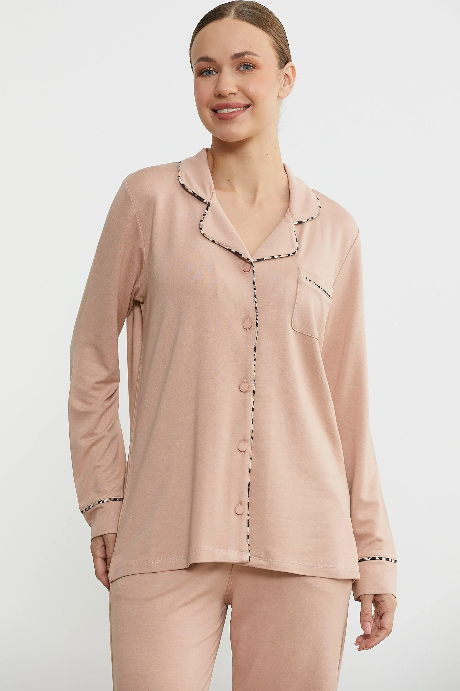 Sementa 76444 Düz Renk Gömlek Model Pijama Takım görsel 3