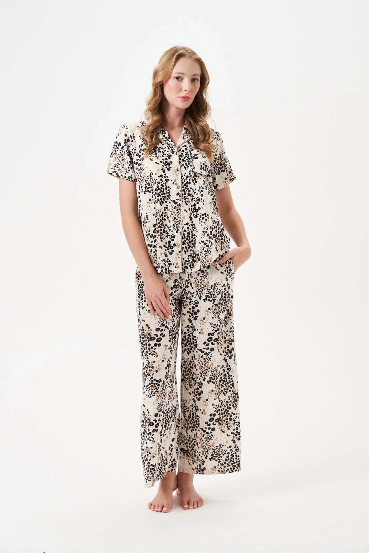 PJS 29049 Kadın Düğmeli Pijama Takım görsel 6