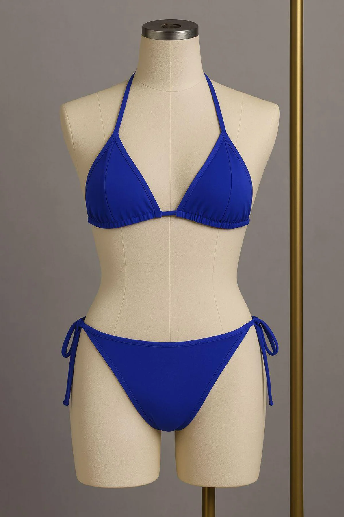 Kadın Mavi Yandan ve Boyundan Bağlamalı Bikini Mayo Takımı görsel 2