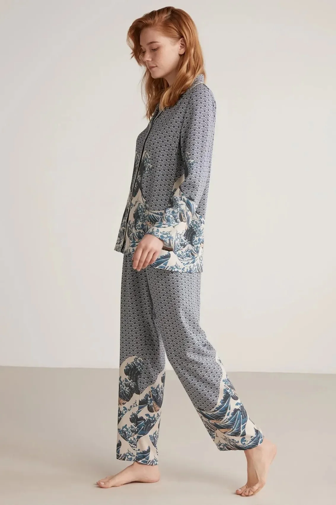 Nautıca W617 Kadın Uzun Kollu Önden Düğmeli Pijama Takımı görsel 2