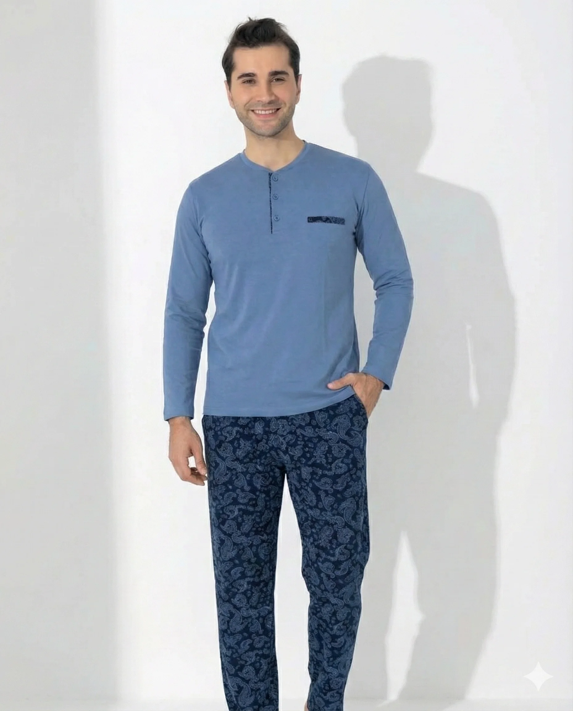Boyraz 0403 Erkek Uzun Kol Pijama Takımı görsel 2