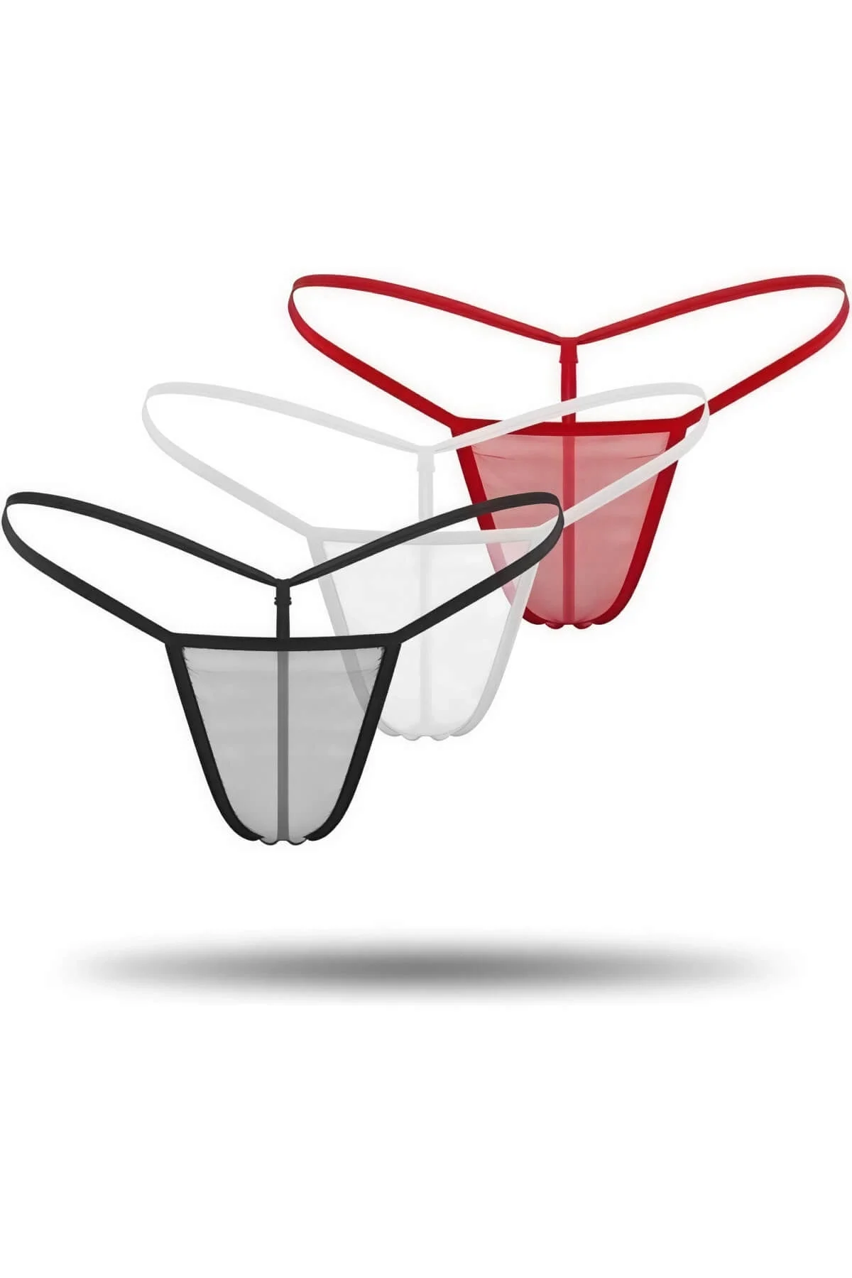 3'lü Renkli Tül String Tanga TM0369