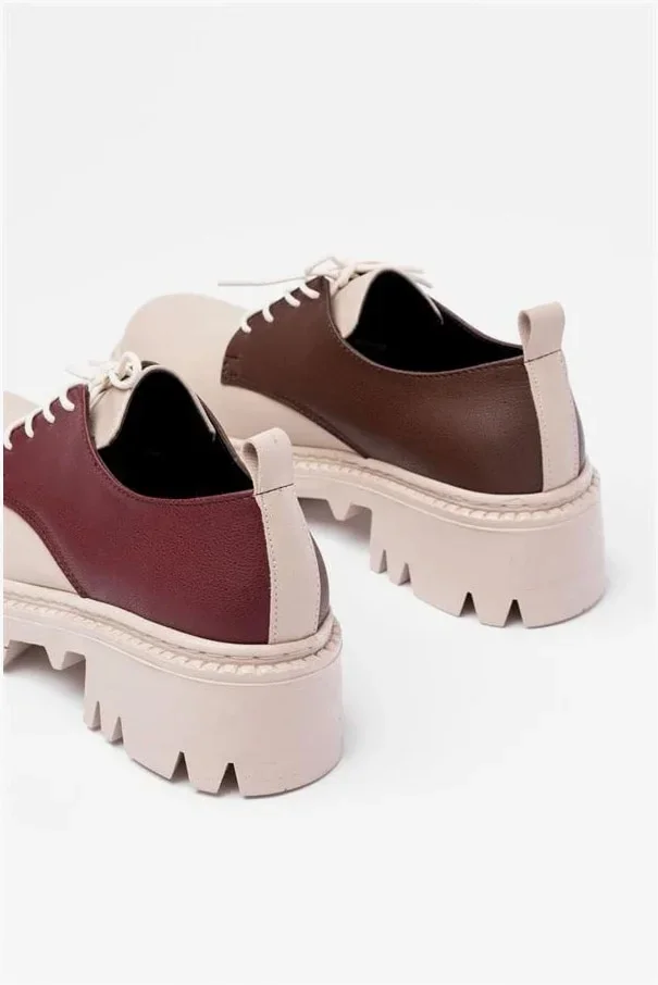 Kadın Loafer Garni Hafif Ayakkabı Ayakkabı Bağcıklı Tabanlı Yüksek Casual görsel 4