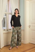 Çiçek Yaprak ve Etnik Desenli Dantelli 3’lü Pijama Takımı - Görsel 8