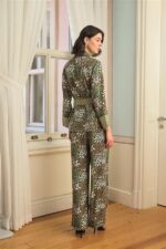 Çiçek Yaprak ve Etnik Desenli Pijama Takımı - Görsel 7