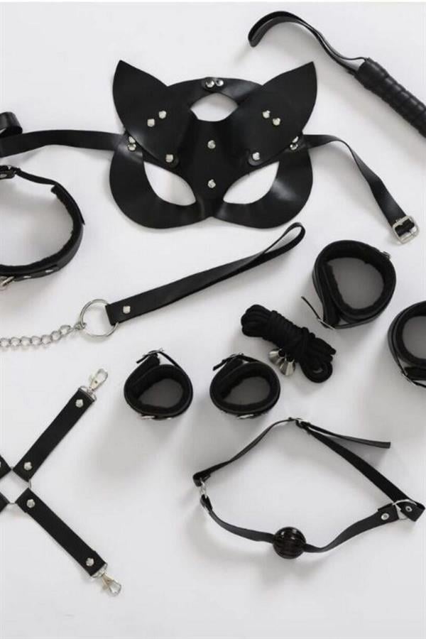Fantezi-Kostum-MaskeKirbacTasmaKol-Bacak-6ff6 7’li Harness Set - Görsel 1