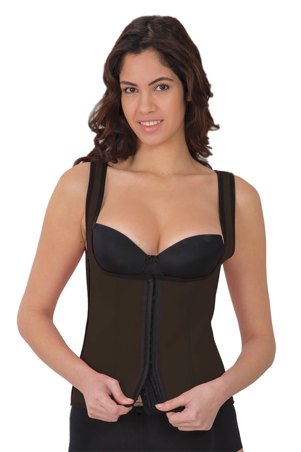 KAHVE-MI-9173-Agrafli-Gogsu-Acik-Atlet-K-3db3 Kahverengi MI 9173 Terletici Agraflı Göğsü Açık Atlet Korse - Görsel 1