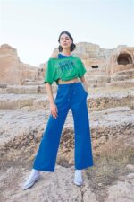 Kısa Kollu “Never Give Up” 3’lü Crop Eşofman Takımı - Görsel 4