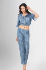 2’li Desenli Saten Pijama Takımı - Görsel 2