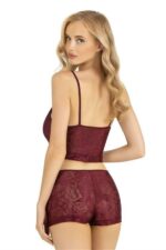 Bordo Saten Şort Takımı 9219 - Görsel 2