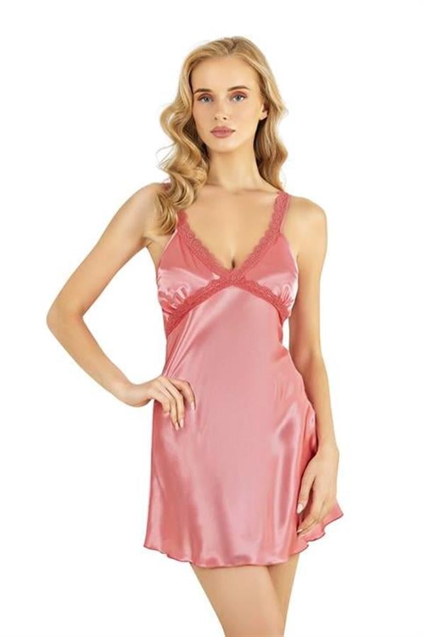 Primoda-Mercan-Kisa-Saten-Gecelik-8226-f085 Mercan Kısa Saten Gecelik 8226 - Görsel 1