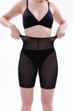 Siyah MI EMAY 2705 Lazer Tül Toparlayıcı Paçalı Boxer Hayalet Korse - Görsel 5