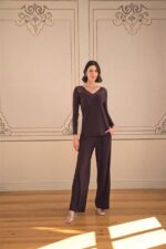 Uzun Kollu ve Dantelli Pijama Takımı - Görsel 4