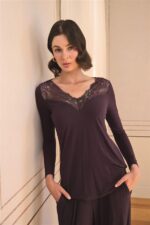 Uzun Kollu ve Dantelli Pijama Takımı - Görsel 7