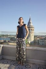 Yaprak Desenli ve Dantelli 3’lü Pijama Takımı - Görsel 4