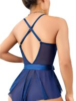 Mavi Dantel İşlemeli Kurdelalı Tül Babydoll - Görsel 2