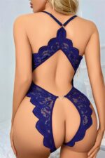 Mavi Özel Bölgesi Açık Dantel İşlemeli Body - Görsel 2