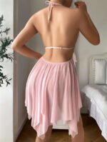 Pembe Kelebek İşlemeli Tül Gecelik - Görsel 4