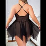 Closet Siyah Tül Büyük Beden   Gecelik - Görsel 3