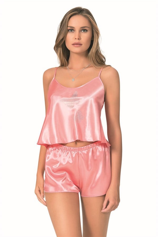 primoda-mercan-saten-babydoll-sort-takim-2512 Mercan Saten Babydoll Şort Takımı - Görsel 1