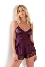 Mürdüm Saten Babydoll Şort Takımı - Görsel 2