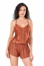 Tarçın Saten Babydoll Şort Takımı - Görsel 2